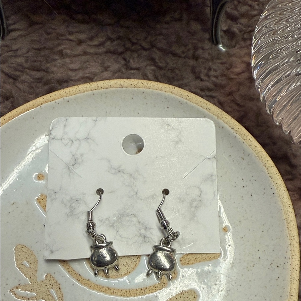 Silver Cauldron Earrings